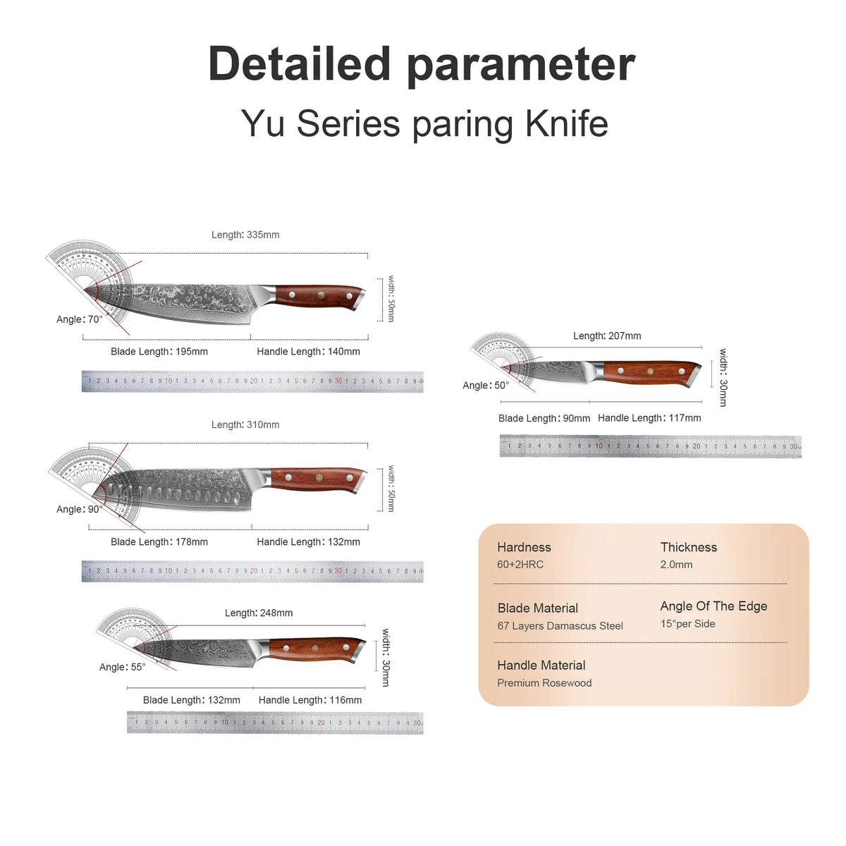 1-4 Knife 67 Layer Damascus Stee Super Sharp