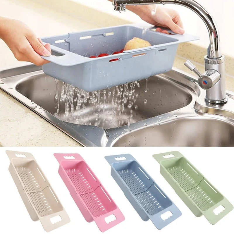 Adjustable Dish Drainer Sink Drain Basket Washing Vegetable