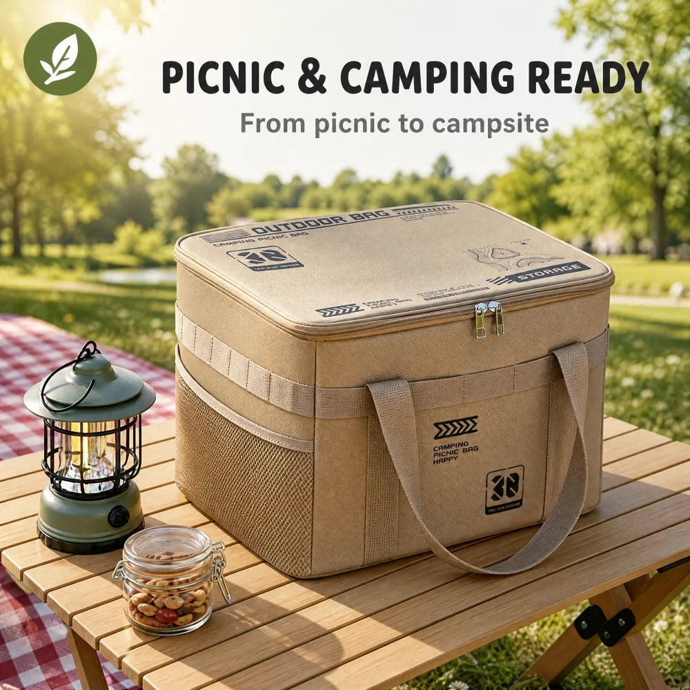 30l Large Capacity Camping Cookware Storage Bag Waterproof