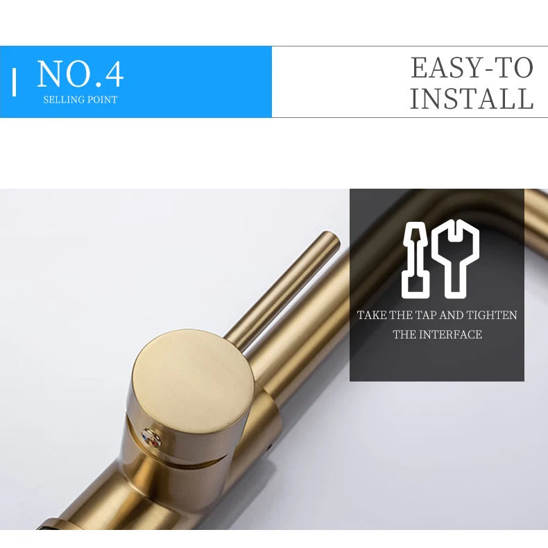 Brushed Gold Touch On Sink Faucets Pull Out