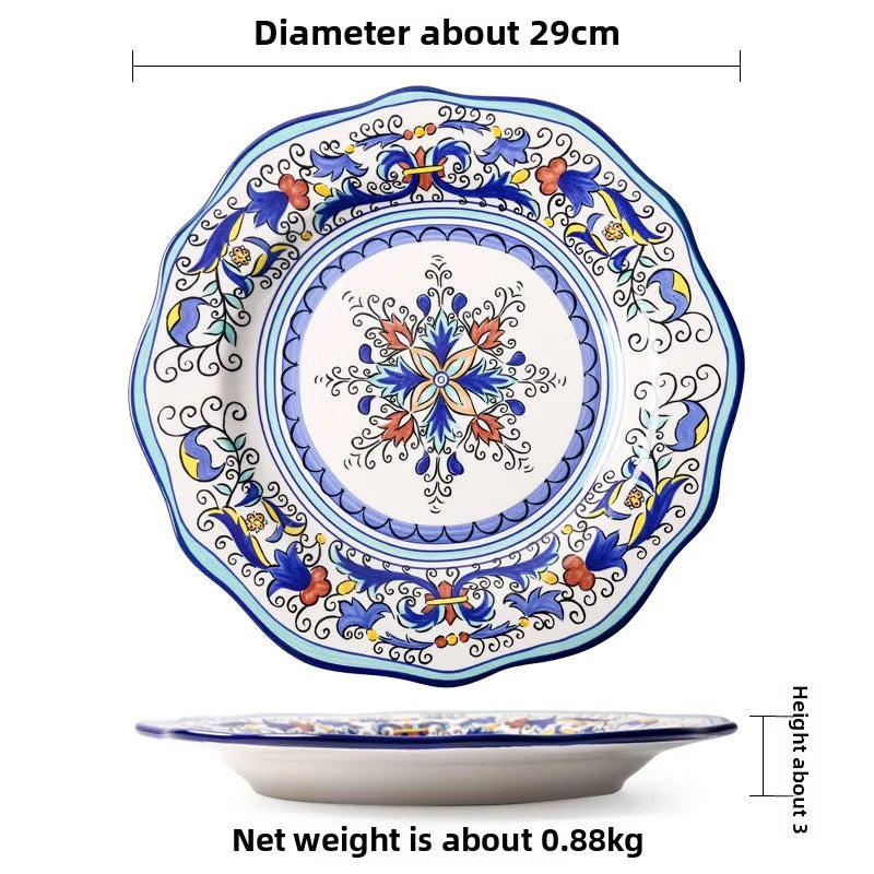 Hand Painted Ceramic Plate Creative Irregular Steak Dish