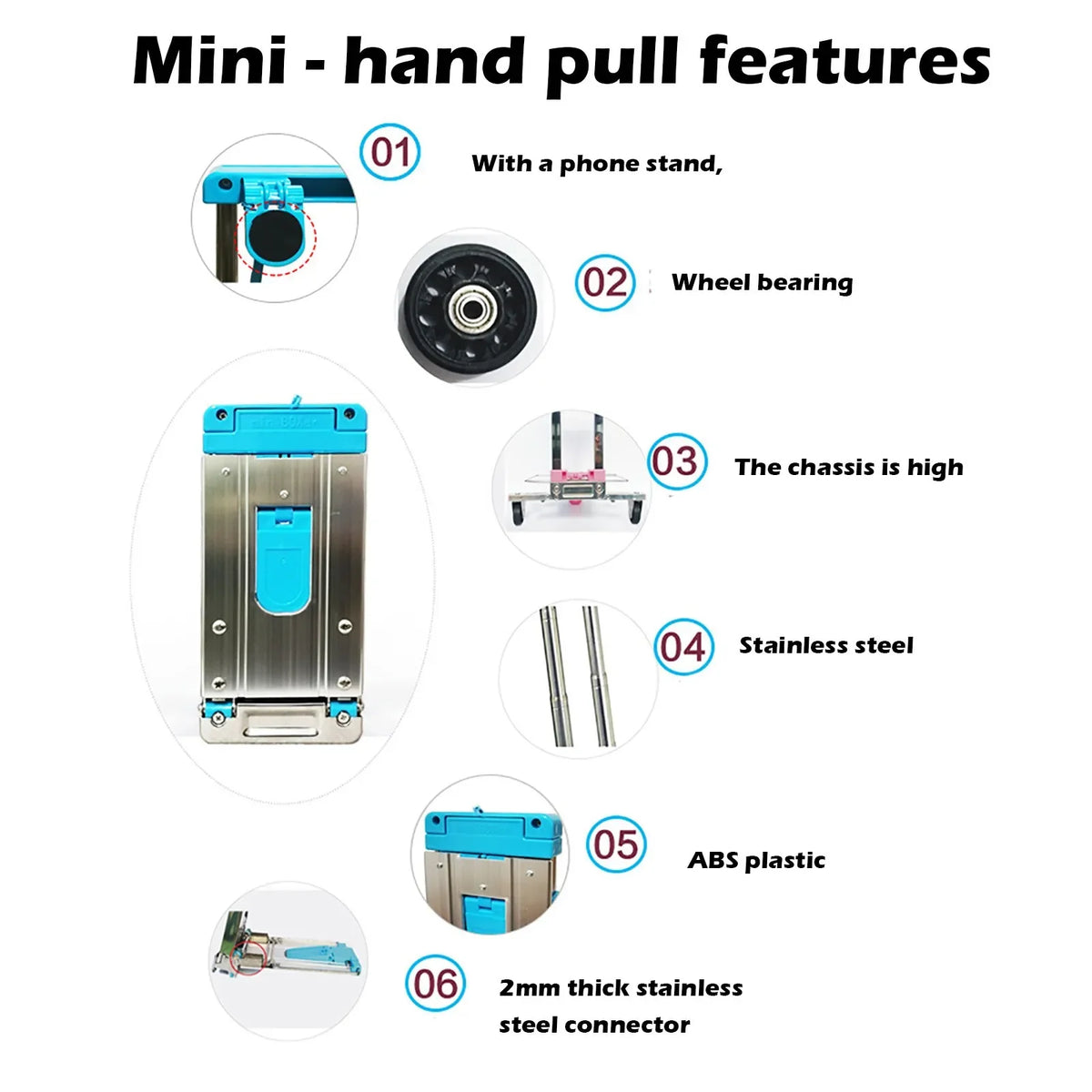 Mini Foldable Moving Trailer Stainless Steel Cart Shopping