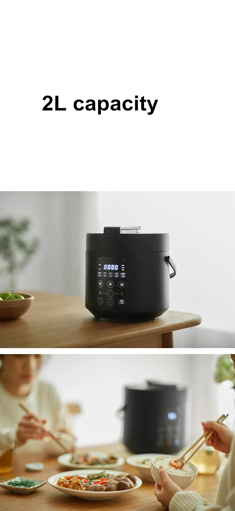 Mini Rice Cooker Ceramic Coated Pot 2l Travel