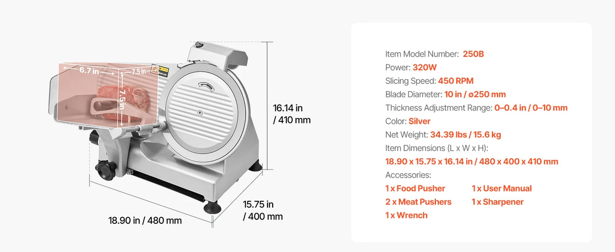 Succebuy 7-10 Inch Meat Slicer Electric Deli Slicer
