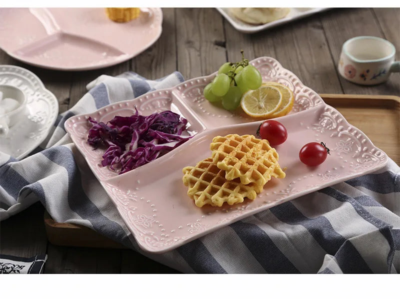 Children Ceramic Butterfly Divided Plate Breakfast Plate Japanese