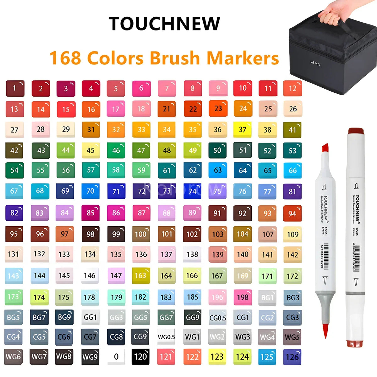 Touchnew Alcohol Markers Soft Brush Tip Brush Markers