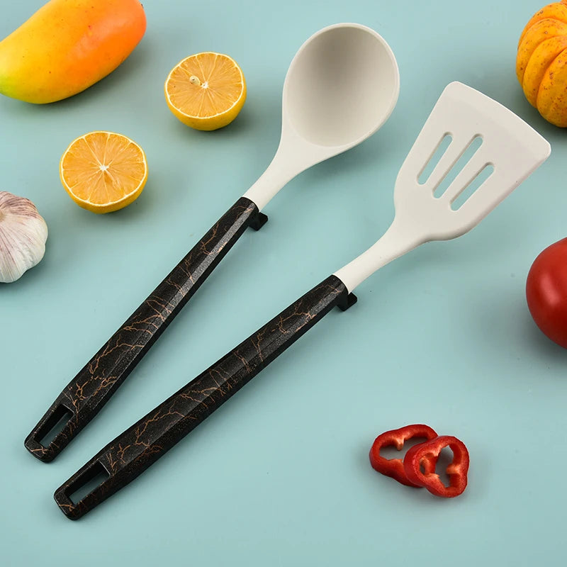 7pcs Silicone Cooking Utensils Non-Stick Cookware Black Cuisine
