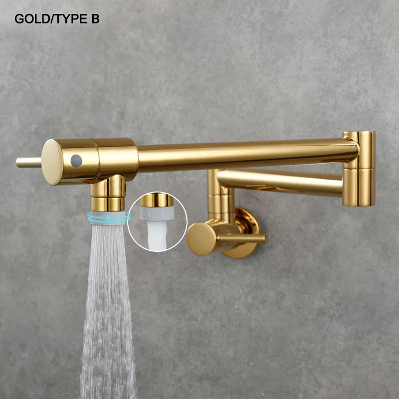 Brass Pot Filler Tap Wall Mount Foldable Faucet