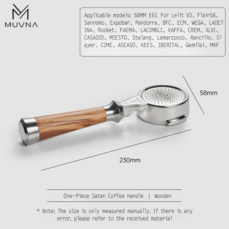 Muvna Espresso One-Piece Portafilter Satan Series 58mm E61