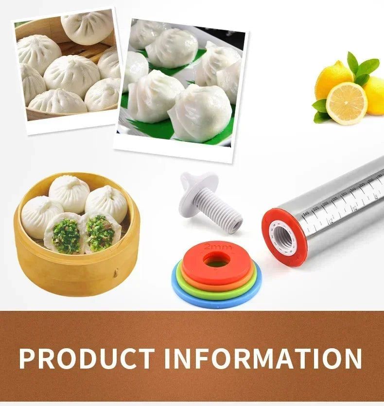 Adjustable Stainless Steel Rolling Pin Non-Stick Pastry Mat
