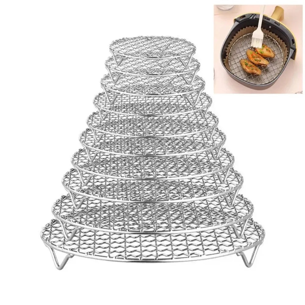 Round Air Fryer Rack Stackable Stainless Steel Grid