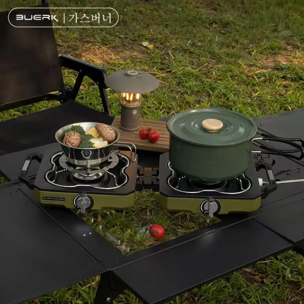 Buerk Camping Stove Double Burner High Firepower Folding