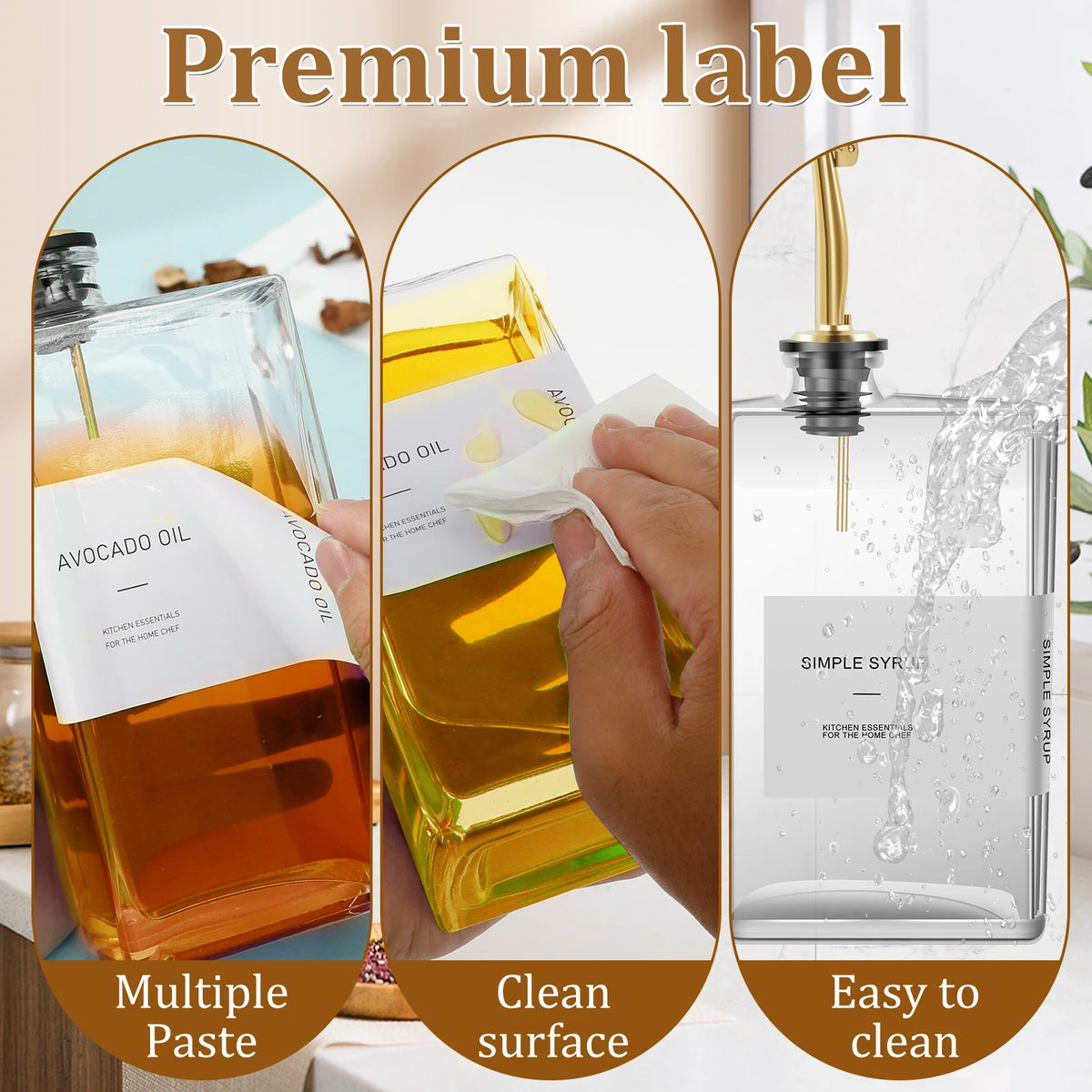 4pcs 500ml Olive Oil Dispenser Glass Bottle Transparent