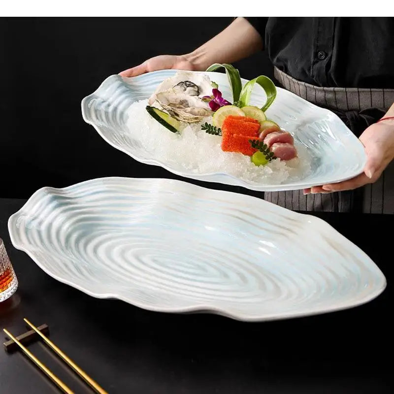 Irregular Ceramic Dinner Plate Restaurant Sashimi Seafood Fish