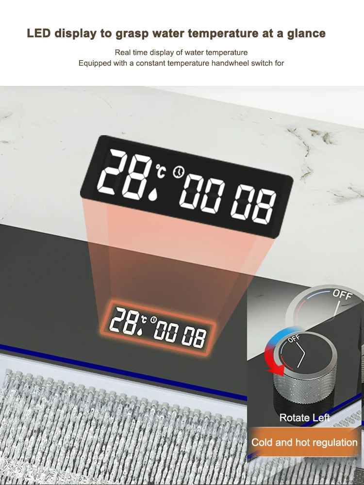 Waterfall Sink Digital Display Faucet Wash Dish Vegetables