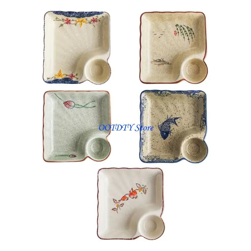 367a Square Ceramic Plate Including Hand Painted Vinegar