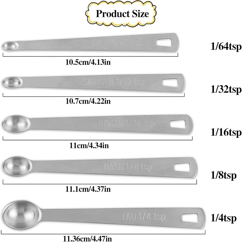5pcs Measuring Spoon Stainless Steel Cooking Spoons Long