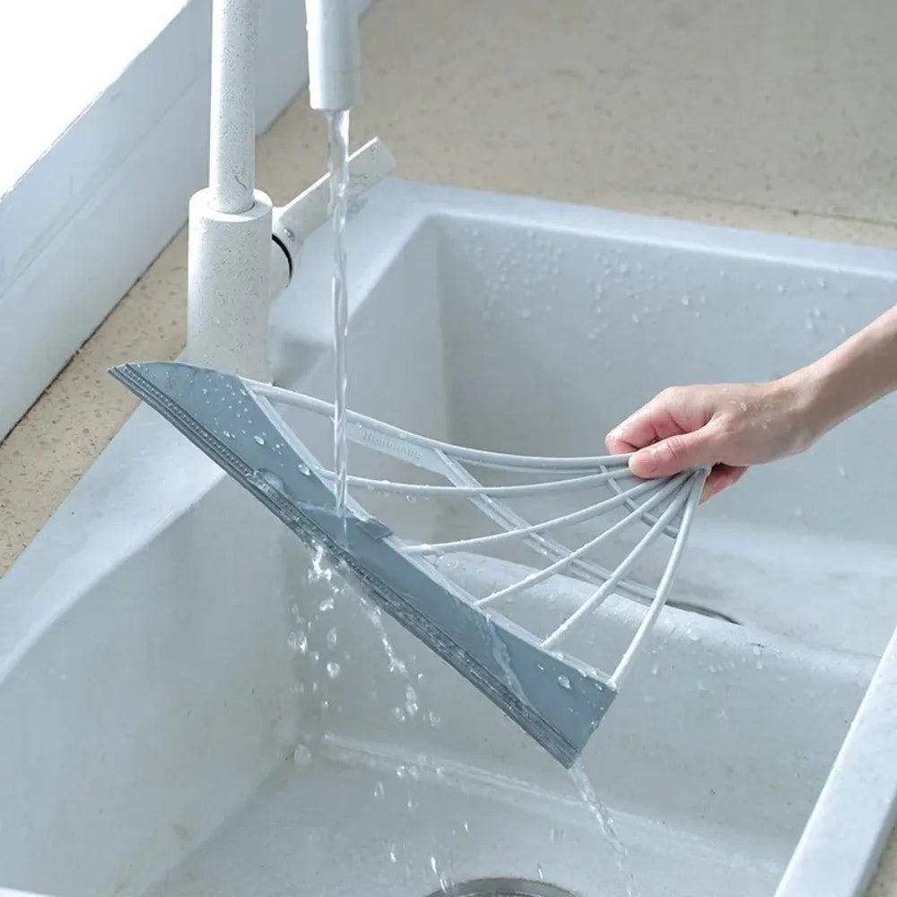 Silicone Floor Scraper Broom - Non-Stick Hair &