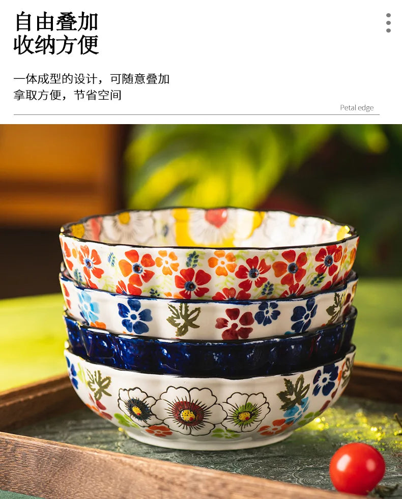 Ceramic Fruit Dessert Salad Bowl Plate Creative Retro