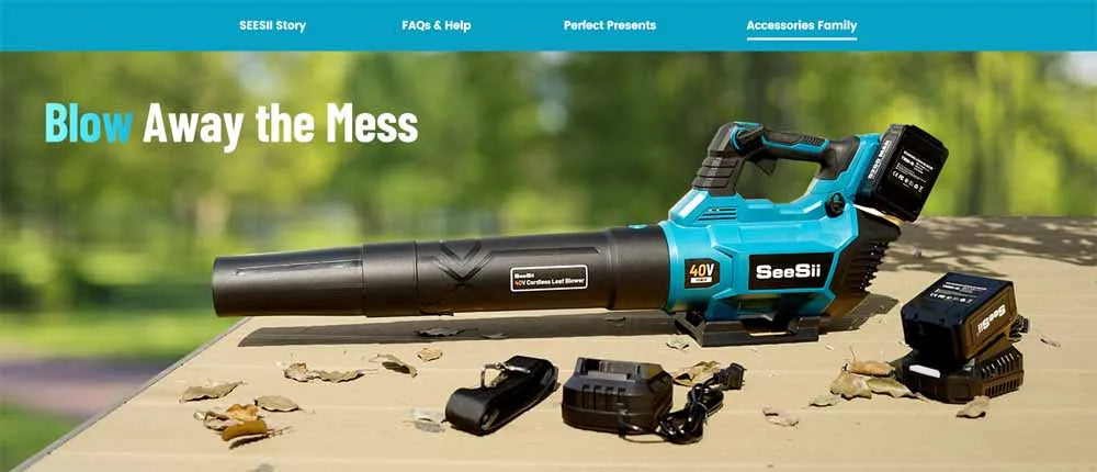 Seesii 650cfm Leaf Blower 40v Brushless Electric Turbo