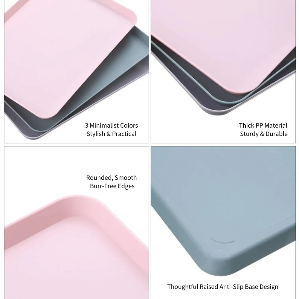 Nordic Rectangular Plastic Serving Tray Anti-Slip Pp Food