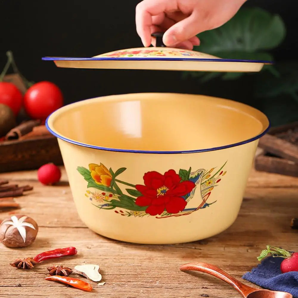 Bowl Enamel Bowls Enamelware Basin Soup Salad Serving