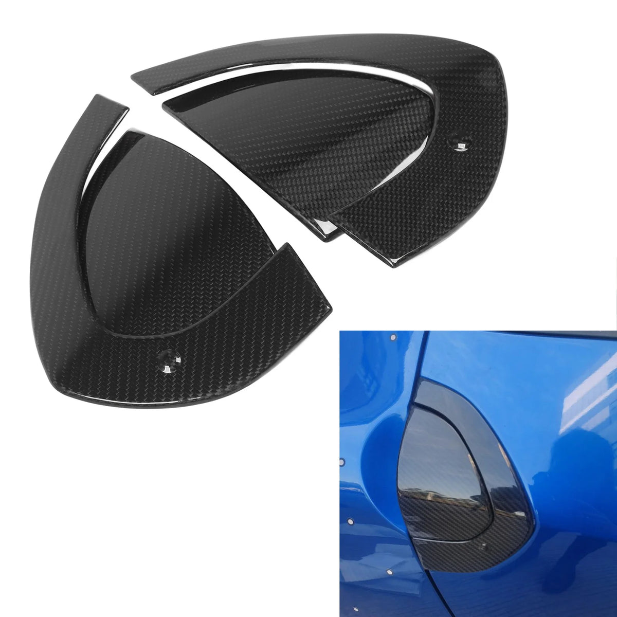 4pcs Exterior Door Handle Cover Carbon Fiber Outer