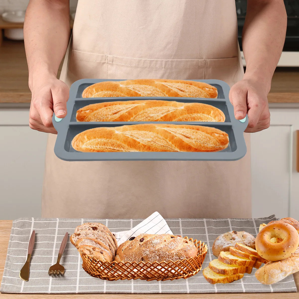 Silicone Baking Mold & Grid Nonstick Loaf Pan