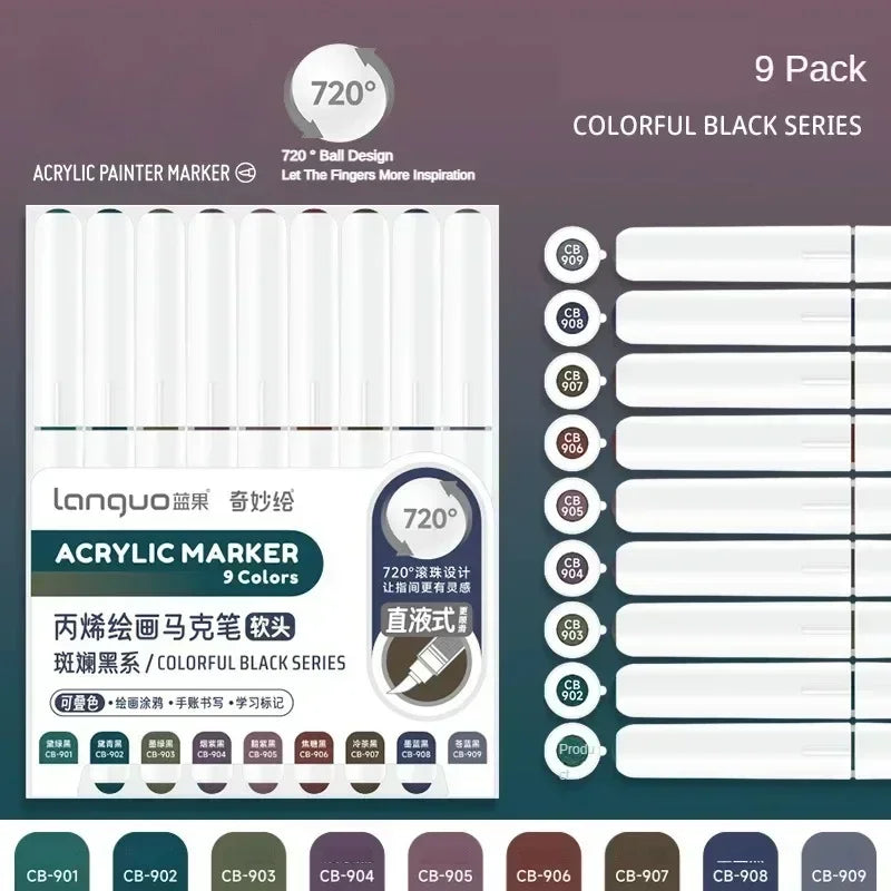 Languo 240/9 Colors Direct Liquid Acrylic Paint Pens