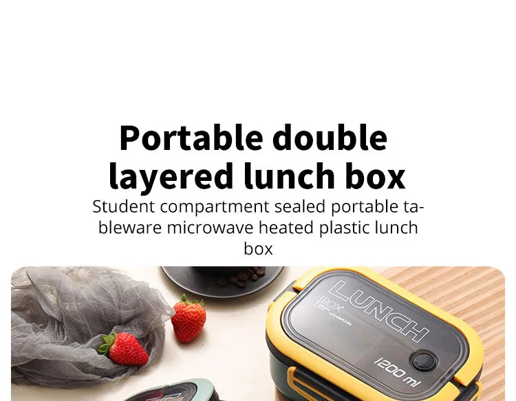 Double-Layer Lunch Box Compartment Fruit Food Box Microwave