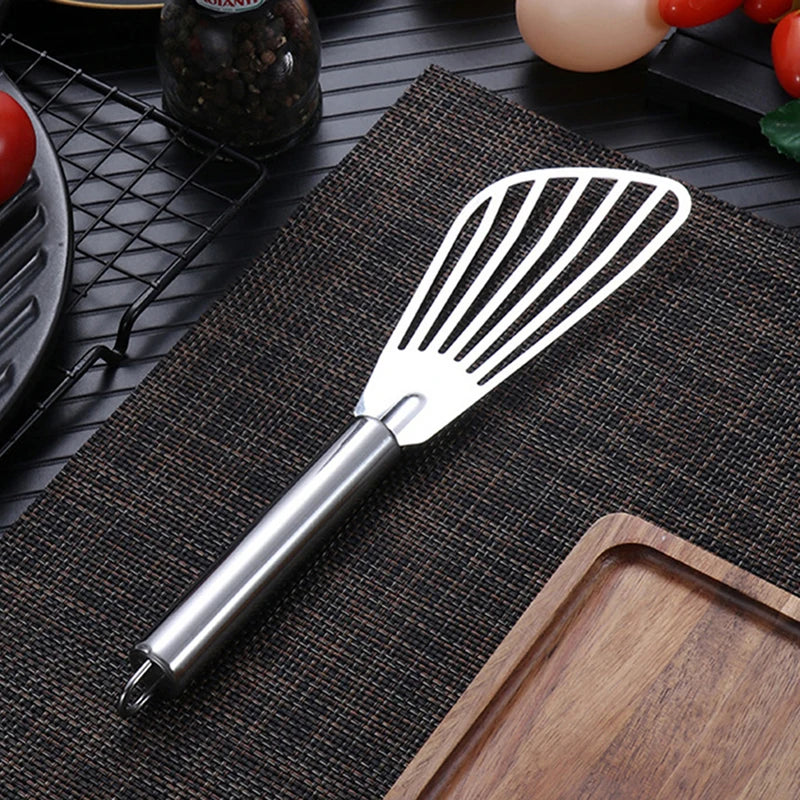 1pc Stainless Steel Slotted Fish Turner Spatula Flexible