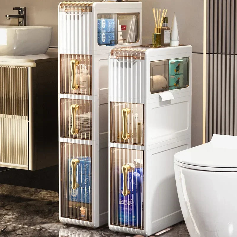 Bathroom Gap Cabinet Shelf Storage Acrylic Toilet Locker