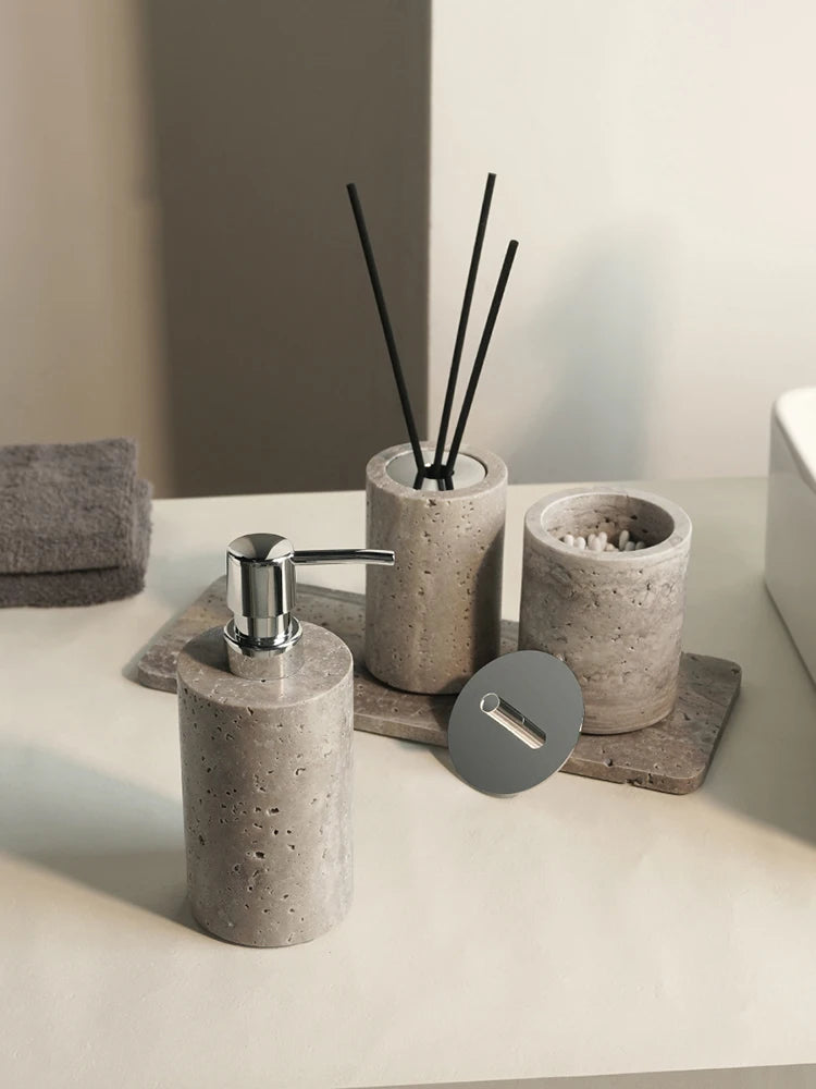 Travertino Grigio Bathroom Antique Natural Marble Soap Dispenser