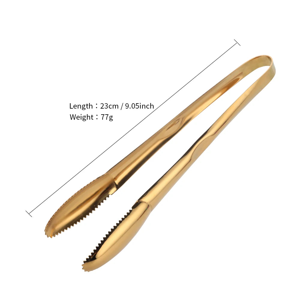 1/2pcs Ice Tongs Stainless Steel Gold Bbq Tong