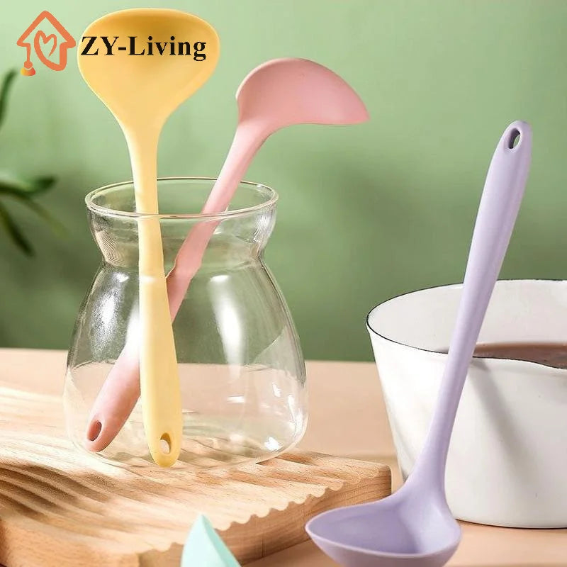 Long Handle Silicone Soup Spoon Large Ramen Noodles