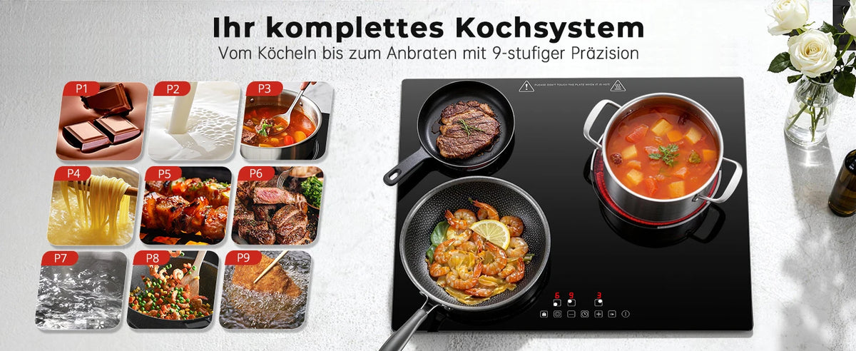 6000w Built-In Ceramic Hob Zone Induction Cooktop Touch