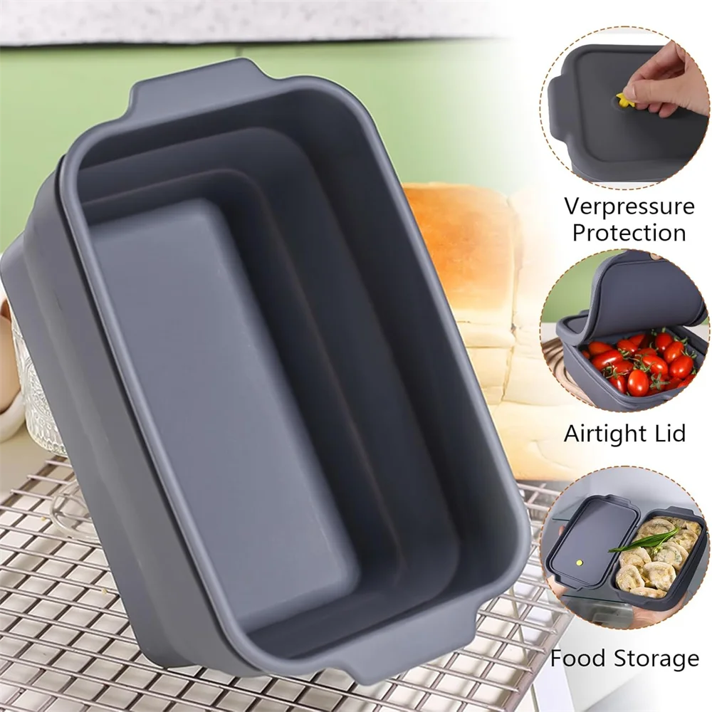 Collapsible Silicone Bread Loaf Pan Lid Nonstick Baking