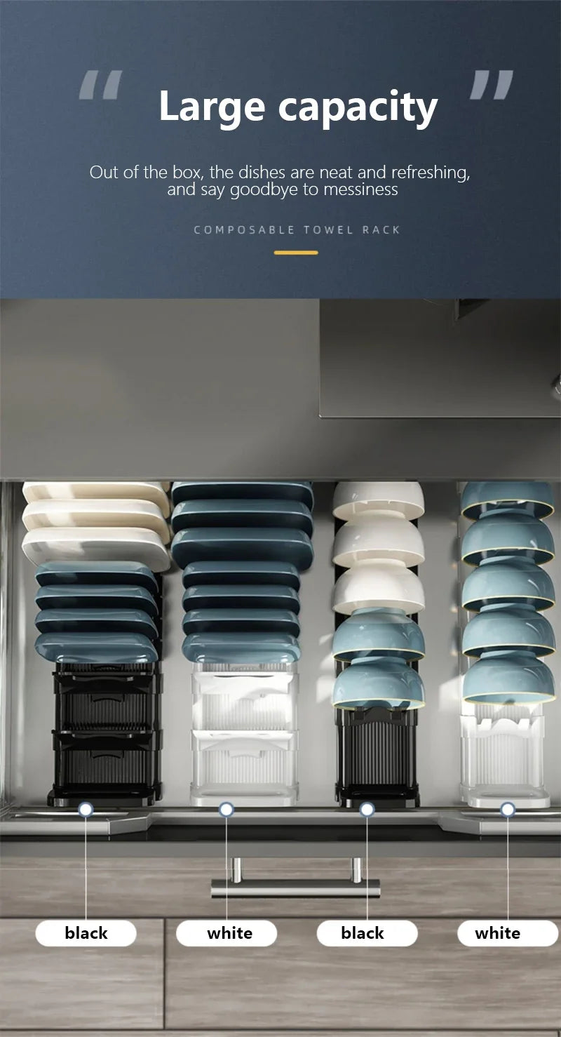 Cabinet Dish Storage Rack Drawer Built-In Dish Drain