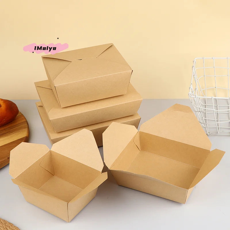 10pcs Disposable Fast Food Boxes Thickened Kraft Paper