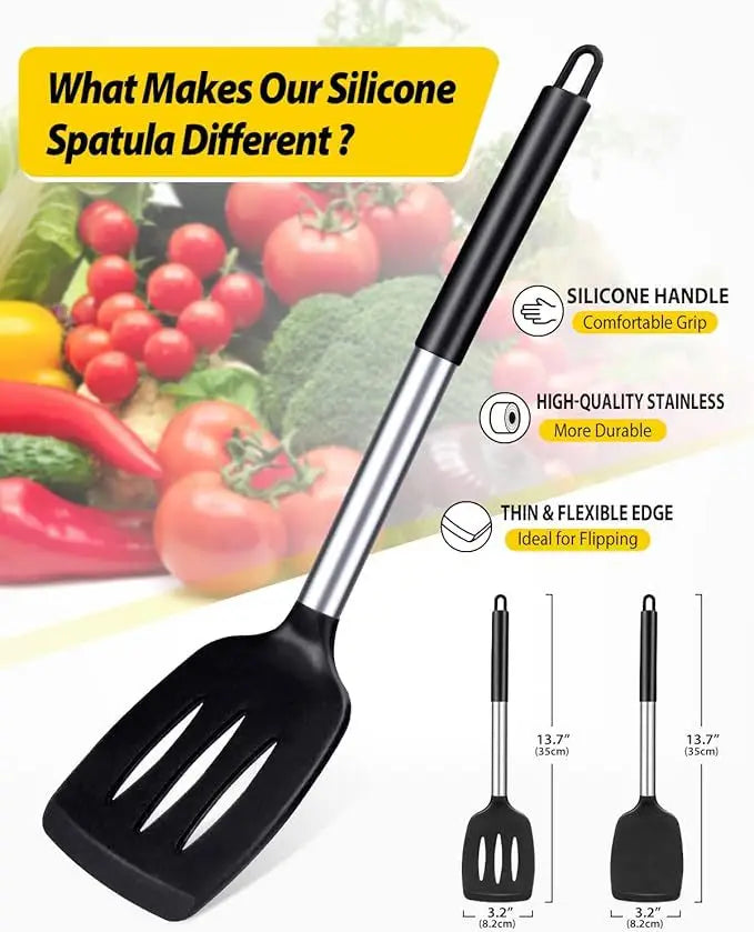 1/2pcs Silicone Spatula Heat Resistant Nonstick Steak Spatula