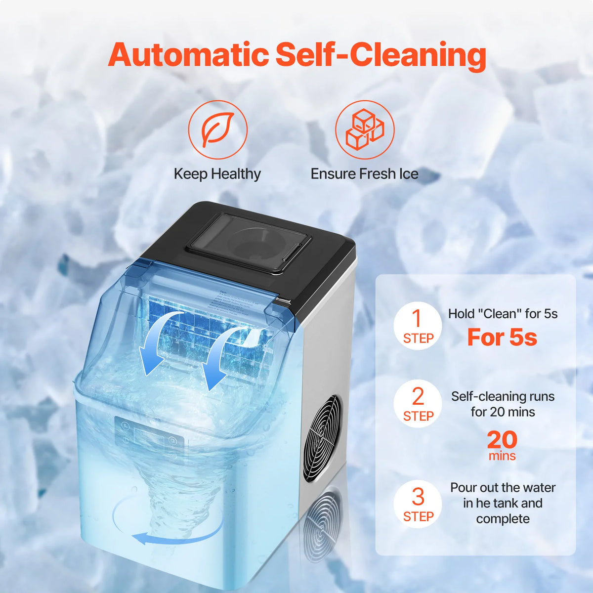 Succebuy Countertop Ice Maker 24/32 Cubes Ready In