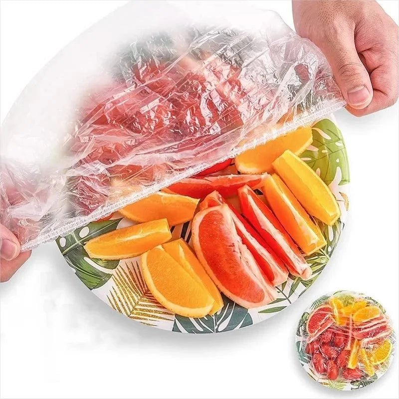 50 Pieces Disposable Food Cover Plastic Wrap Food