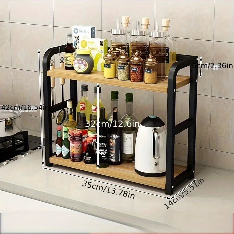 1pc 2-Tier Metal Countertop Shelf - Space Saving