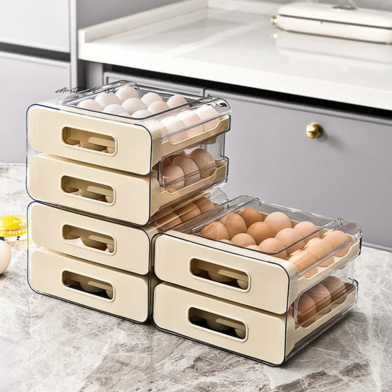 2-Layer Stackable Refrigerator Egg Organizer Clear Plastic Egg