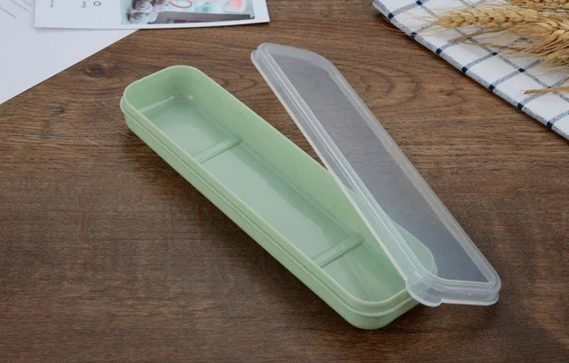 Travel Tableware Storage Box Transparent Cover Utensil Organizer