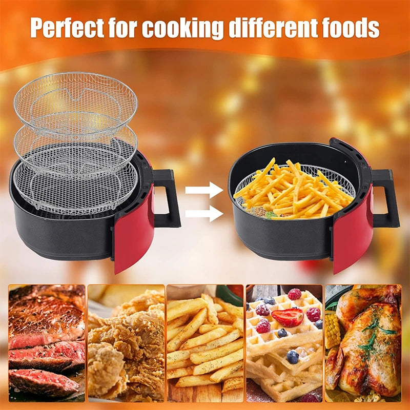 3-Layers Air Fryer Rack Stackable Grilling 304 Stainless