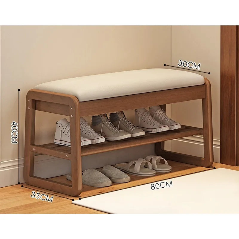 Solid Wood Storage Shoe Exchange Stool Solid Wood