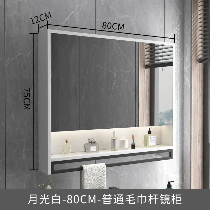 Smart Bathroom Mirror Cabinets Wall-Mounted Backlight Anti-Fog