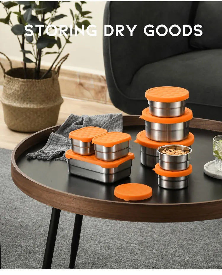 Stainless Steel Food Storage Box Silicone Lid Lunch