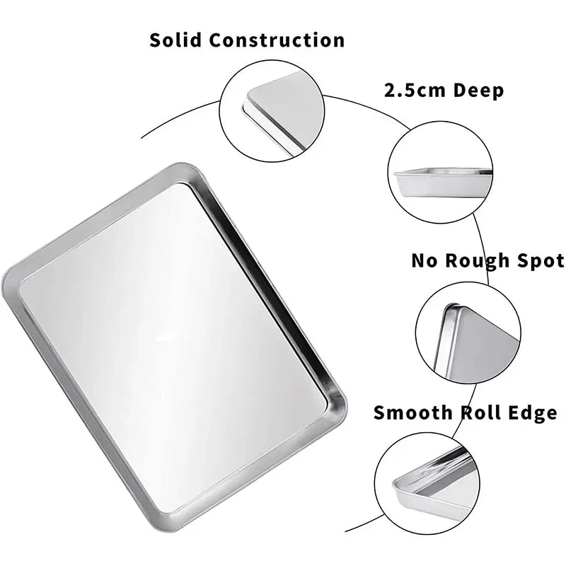 Rectangular Stainless Steel Grill Cookie Baking Pan Removable